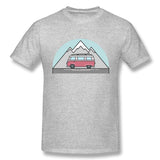 Men's Casual T-shirt Retro Snow Mountain Van Comfortable Crew Neck Short Sleeves Tees