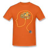 Cotton T Shirt for Men Charging Brain Neurofeedback Cool Crew Neck Short Sleeves Shirt