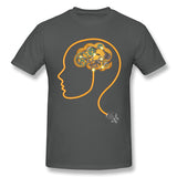 Cotton T Shirt for Men Charging Brain Neurofeedback Cool Crew Neck Short Sleeves Shirt