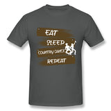 Men's Casual T-shirt Eat Sleep Country Dance Repeat Comfy Round Neck Short Sleeves Shirt