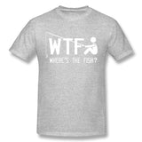 Cotton T Shirt for Men Where's The Fish Style Round Neck Short Sleeves Tees