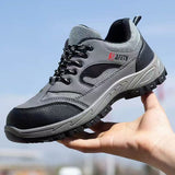 Steel Toe Shoes for Women Men Non Slip Work Sneakers Indestructible Lightweight Breathable Construction Sneakers Puncture Proof Ergonomic Design
