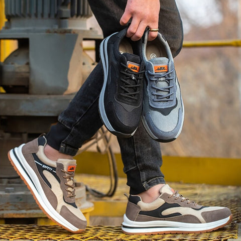 Steel Toe Shoes for Men Women, Slip Resistant Safety Work Puncture Proof Comfortable Indestructible Sneakers for Industry Construction Warehouse