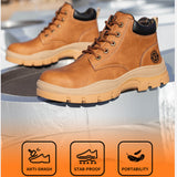 Steel Toe Work Boots for Men Lightweight Breathable Safety Slip-Resistant Durable Work Shoes for Construction & Warehouse