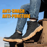 Steel Toe Work Boots for Men Lightweight Breathable Safety Slip-Resistant Durable Work Shoes for Construction & Warehouse