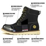 Work Boots for Men Steel Toe Safety Shoes Puncture Resistant Lightweight Industrial Construction