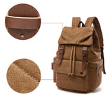 Canvas Backpack Unisex Vintage Casual Rucksack Laptop Daypacks Schoolbag College Bookbag Hiking Camping Travel Bag Coffee