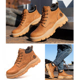 Steel Toe Work Boots for Men Lightweight Breathable Safety Slip-Resistant Durable Work Shoes for Construction & Warehouse