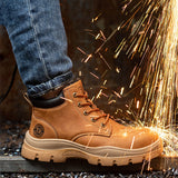 Steel Toe Work Boots for Men Lightweight Breathable Safety Slip-Resistant Durable Work Shoes for Construction & Warehouse