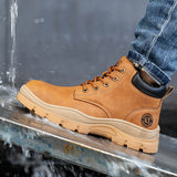 Steel Toe Work Boots for Men Lightweight Breathable Safety Slip-Resistant Durable Work Shoes for Construction & Warehouse