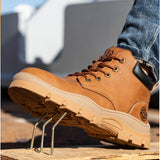Steel Toe Work Boots for Men Lightweight Breathable Safety Slip-Resistant Durable Work Shoes for Construction & Warehouse