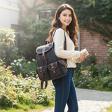 Vintage Canvas Backpack for Women, Durable Casual Daypack, Large Capacity Travel Rucksack Fits for Hiking and Daily Use