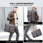 3 in 1 Laptop Backpack Multi-Functional Business Briefcase Crossbody Shoulder Computer Convertible Messenger Bag Travel for Men Women