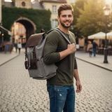 Canvas Backpack Vintage Daypack for Men Women Casual Rucksack 15 inch Laptop Schoolbag College Bookbag Hiking Camping Travel Bag