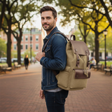 Canvas Backpack Vintage Daypack for Men Women Casual Rucksack 15 inch Laptop Schoolbag College Bookbag Hiking Camping Travel Bag