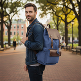 Canvas Backpack Vintage Daypack for Men Women Casual Rucksack 15 inch Laptop Schoolbag College Bookbag Hiking Camping Travel Bag