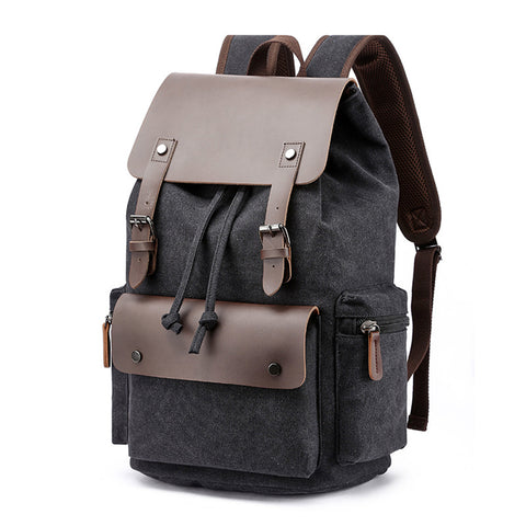 Canvas Backpack Vintage Daypack for Men Women Casual Rucksack 15 inch Laptop Schoolbag College Bookbag Hiking Camping Travel Bag