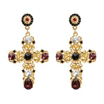 Women's Vintage Punk Hollow Cross Earrings Fashion Costume Jewelry