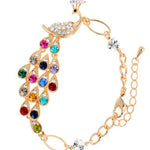 Fashion Colorful Peacock Bracelet Colorful Shiny Rhinestone Bracelet Accessories