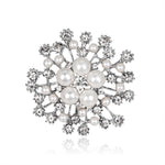 Fashion Women Snowflake Pearl Crystal Brooch for Birthday, Party, Anniversary, Wedding