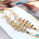 Fashion Colorful Peacock Bracelet Colorful Shiny Rhinestone Bracelet Accessories