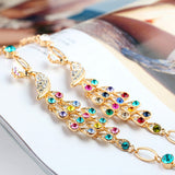 Fashion Colorful Peacock Bracelet Colorful Shiny Rhinestone Bracelet Accessories