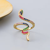 Women's Ring Micro-set Zircon Jewelry Gold Colorful Snake Ring