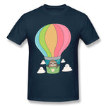 Men's Graphic T Shirt Sloth Inside A Hot Air Ballon Style Round Neck Short Sleeves Tees