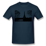 Men's Graphic T Shirt Paris Eiffel Tower Landscape Trees Comfortable Round Neck Short Sleeves Tees