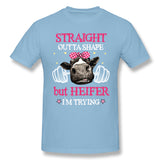 Men's Casual T-shirt Straight Outta Shape But Heifer Im Trying For Dark Comfy Round Neck Short Sleeves Shirt