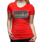 Women's Casual T-shirt Thin Red Blue Green Yellow Gold Line Flag Thin Line EMS Comfy O-Neck Short Sleeve Tops