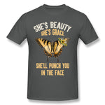 Cotton T Shirt for Men Shes Beauty Shes Grace Shell Punch You In The Face Comfy O-Neck Short Sleeves Blouse Tops