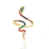 Women's Ring Micro-set Zircon Jewelry Gold Colorful Snake Ring