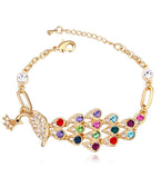 Fashion Colorful Peacock Bracelet Colorful Shiny Rhinestone Bracelet Accessories