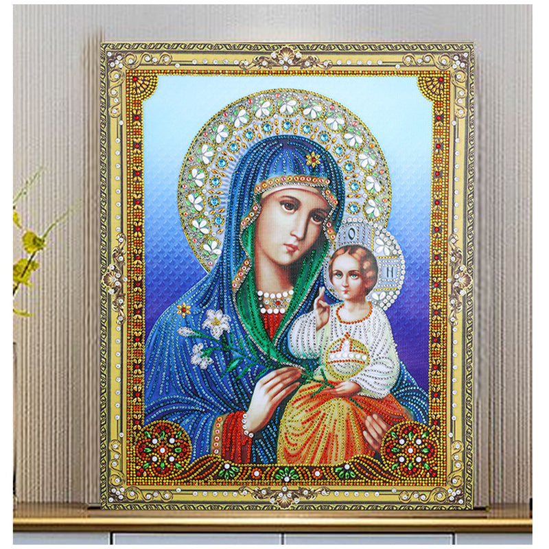  Virgin Mary and Jesus Diamond Painting Kits for Adult  Beginners,5D DIY Diamond Art Kit Mother of God,Christian Religious Diamond  by Numbers,Round Full Drills Gem Paintings Art for Home Wall Decor