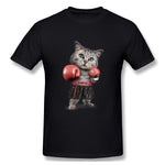 Mens Novelty T-Shirt BOXING CAT Comfy Round Neck Short Sleeves Blouse Tops