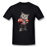 Mens Novelty T-Shirt BOXING CAT Comfy Round Neck Short Sleeves Blouse Tops