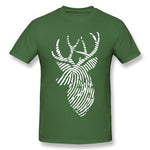 Men's Casual T-shirt Finger Print Deer For Dark Style Round Neck Short Sleeves Tees