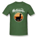 Cotton T Shirt for Men Funny Happy Haloween Beautiful Llama Comfy Crew Neck Short Sleeves Tees