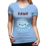 Women’s T-shirt Octopus Rawr Comfy O-Neck Short Sleeve Shirts