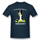 Mens Novelty T-Shirt Border Collie Tennis Comfy Crew Neck Short Sleeves Tee