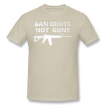 Men's Casual T-shirt Ban Idiots Not Gun Comfy Crew Neck Short Sleeves Blouse Tops