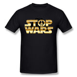 Mens Novelty T-Shirt Stop Wars Peace Symbol Sign Comfortable Round Neck Short Sleeves Blouse Tops