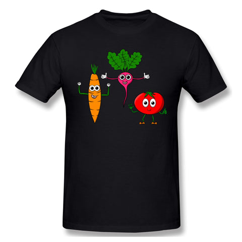 Mens Novelty T-Shirt Vegetable Gear - Three Cool Vegetables Comfortable Round Neck Short Sleeves Tee