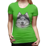 Womens Graphic T-Shirt Siberian Husky Flowy Round Neck Short Sleeve Tops