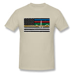 Men's Casual T-shirt Thin Red Blue Green Yellow Gold Line Flag Thin Line EMS Cool O-Neck Short Sleeves Tee