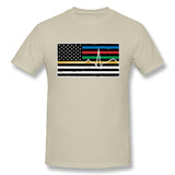 Men's Casual T-shirt Thin Red Blue Green Yellow Gold Line Flag Thin Line EMS Cool O-Neck Short Sleeves Tee