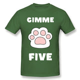 Cotton T Shirt for Men Gimme High Five Cat And Dog Lovers New Cool Crew Neck Short Sleeves Shirt