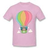 Men's Graphic T Shirt Sloth Inside A Hot Air Ballon Style Round Neck Short Sleeves Tees