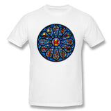 Men's Graphic T Shirt Stained Glass Rose Window Eucharist All Saints Cool Crew Neck Short Sleeves Tees